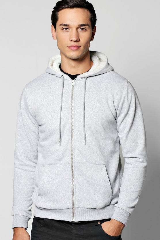 Borg Lined Zip Through Hoodie